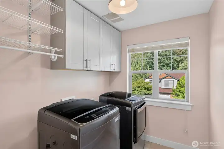 The large upstairs laundry room. There is room in here for a utility sink to be installed.