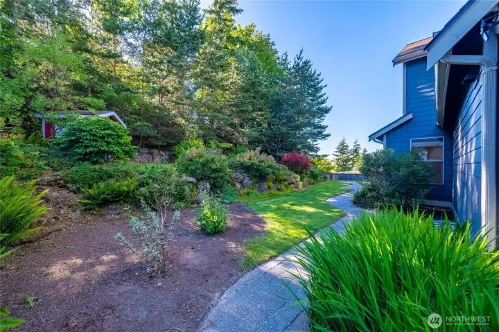 Beautiful landscaping around the home.