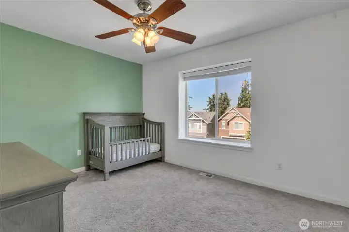 Bedroom #3 with ceiling fan and another walk-in closet! Bedroom #3 with ceiling fan and another walk-in closet!