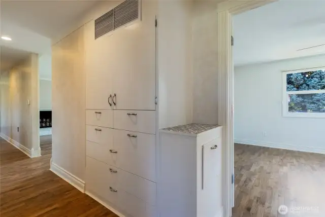Convenient built-in linen closet + drawers and everyone's favorite feature - a laundry chute!