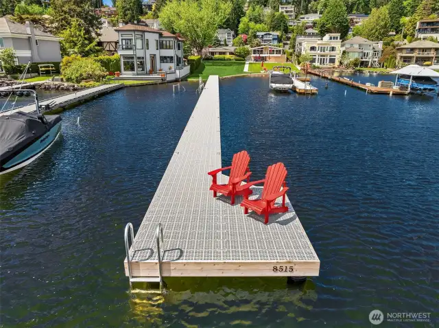 Step outside to your brand-new 94' dock and your private waterfront, perfect for boating, paddleboarding, or simply relaxing at the water’s edge.