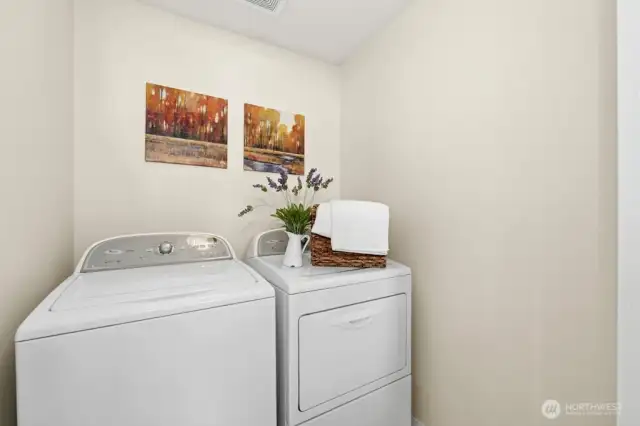 The upper-level laundry room. No hefting your clothes up and down the stairs!