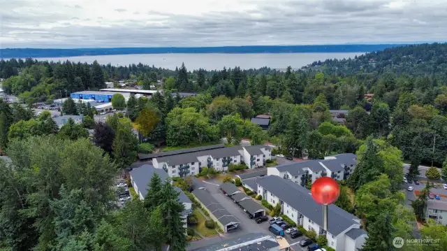 Looking West, Puget Sound is just a short drive away.