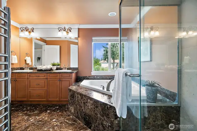 Soak all your cares away in the jacuzzi tub.