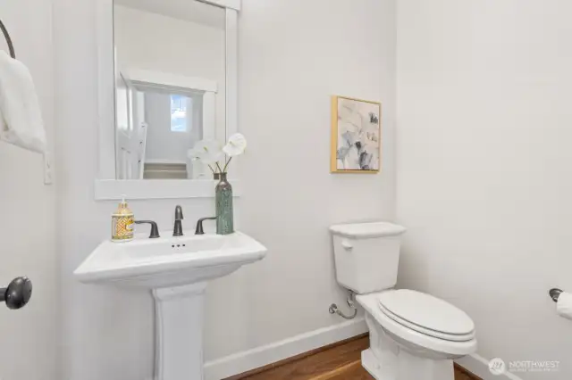 Powder room on main level.