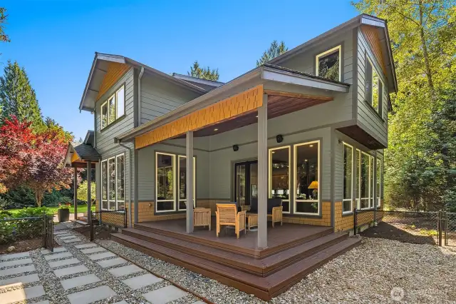 Backyard deck and yard