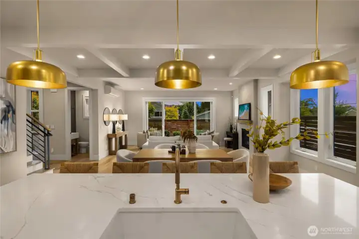 Great room opening on to sunlit patio
