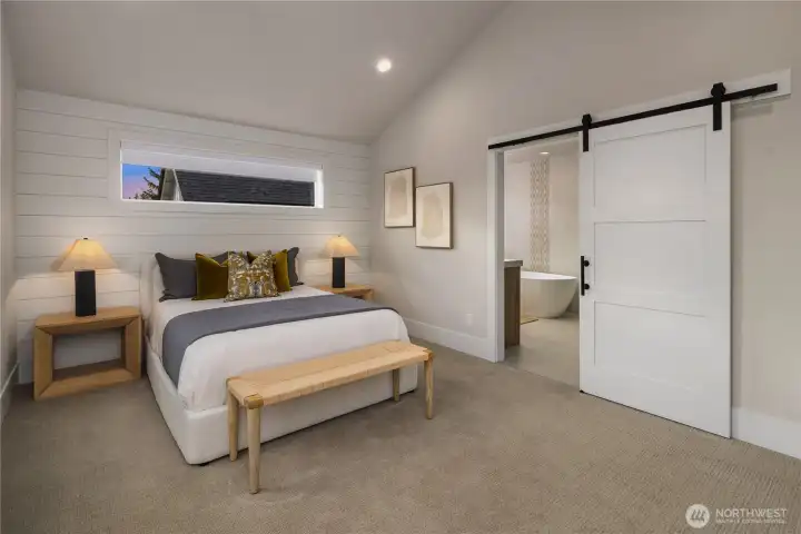 Primary with vaulted ceilings
