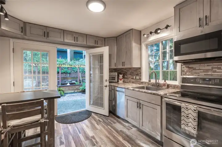 French Door to Zen garden and garage /lower level entrance