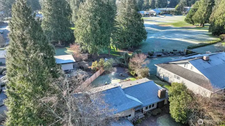 Golf course living at its finest – aerial views showcase the property's unbeatable location, just steps from your back door!