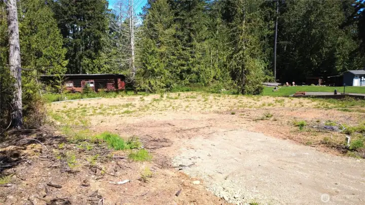 Lot is cleared, level with water and power to the site