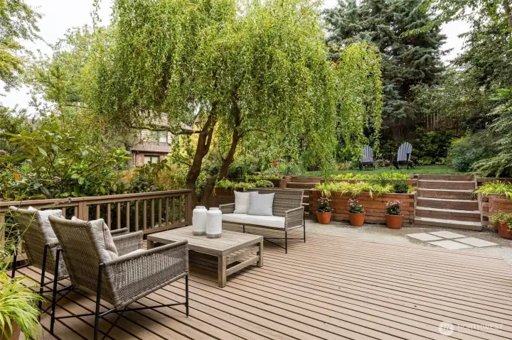 Photos from the previous listing when the willow and garden were in full bloom in the summer!