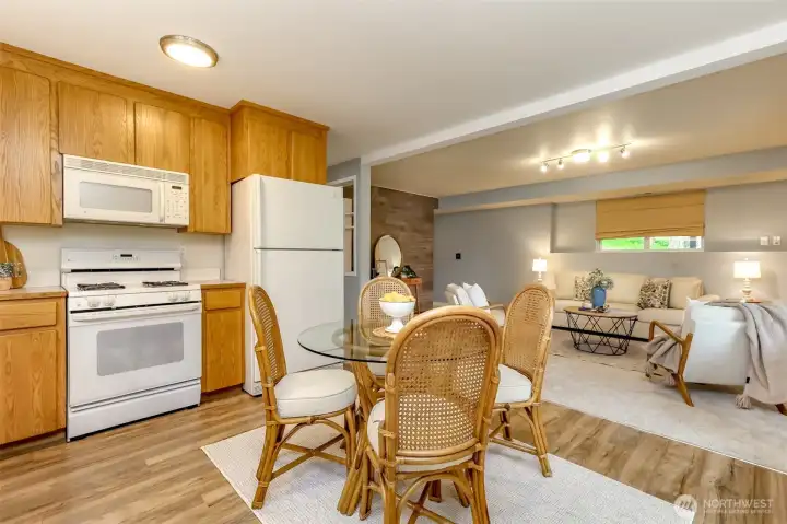 Downstairs kitchen and living area.