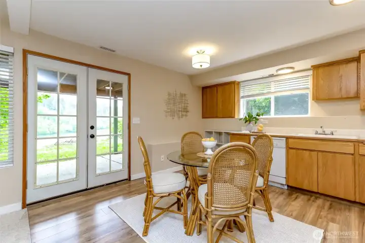 French doors lead to the full length patio.