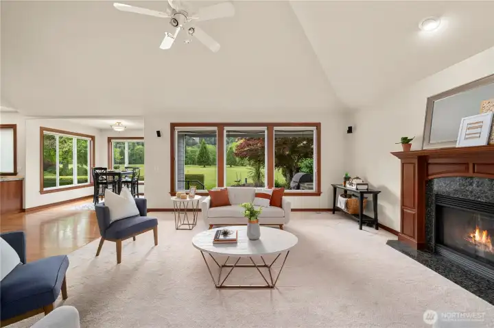 Exceptional rear-facing windows showcase the golf course views & fill the home w/ natural light.