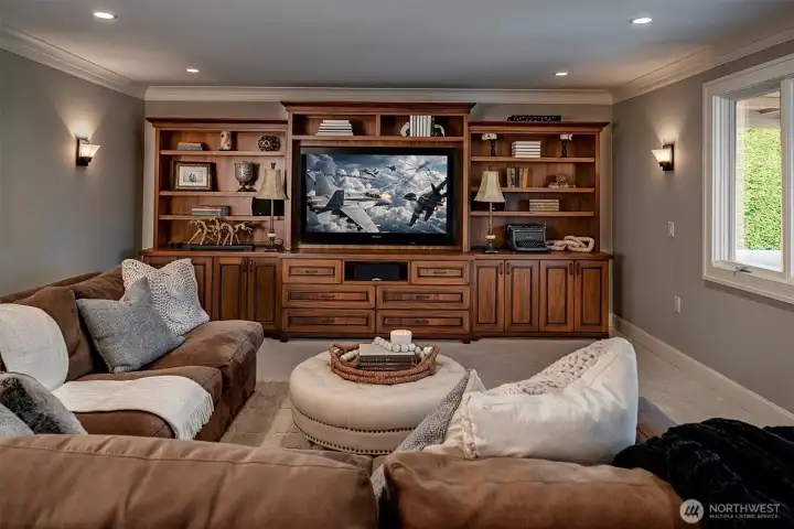 Media room meant for lounging.