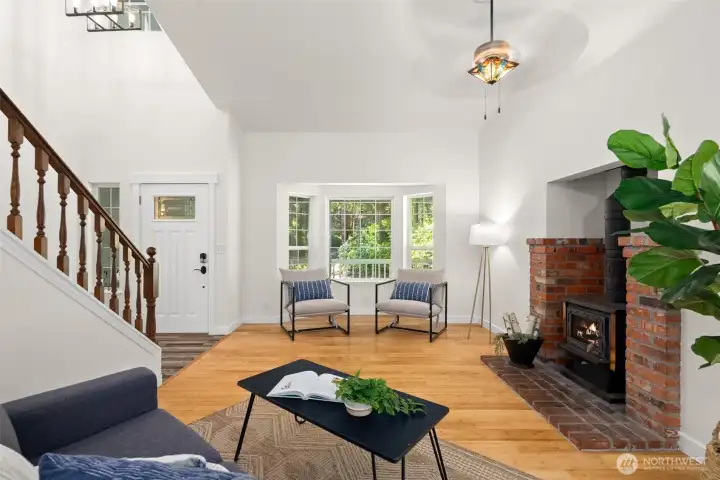 Light filled living room.  Interior freshly painted
