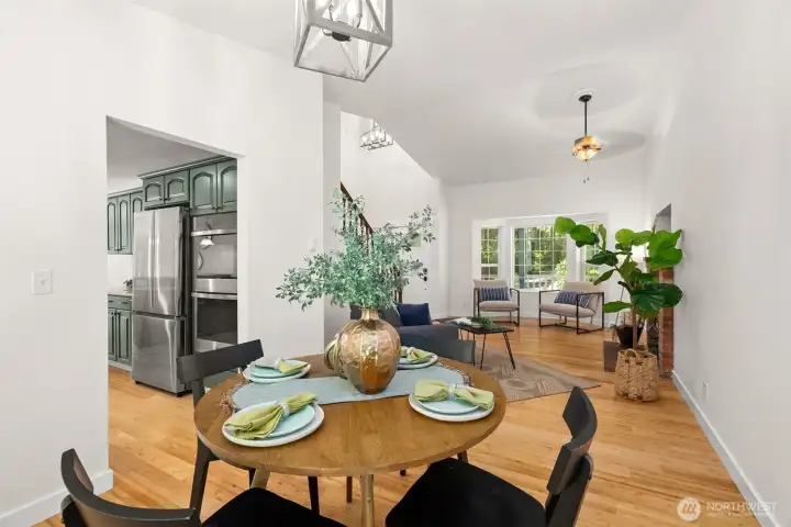 Open living and dining spaces
