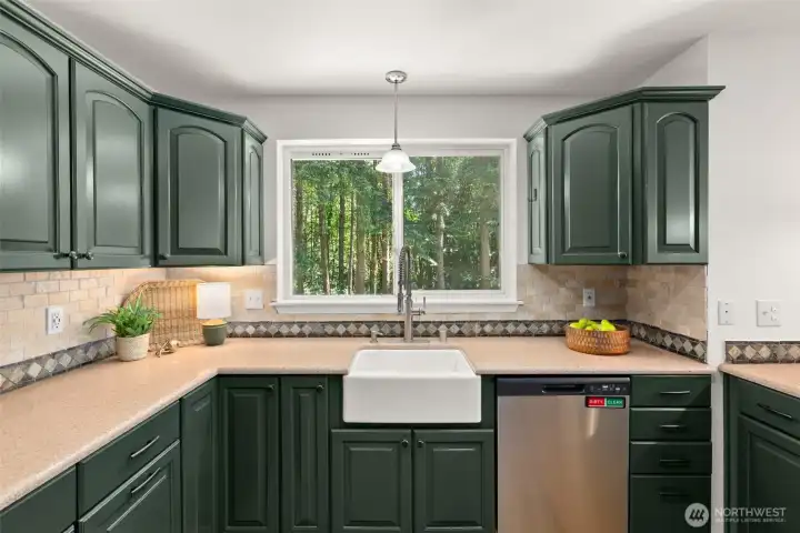 Abundant kitchen storage and workspace