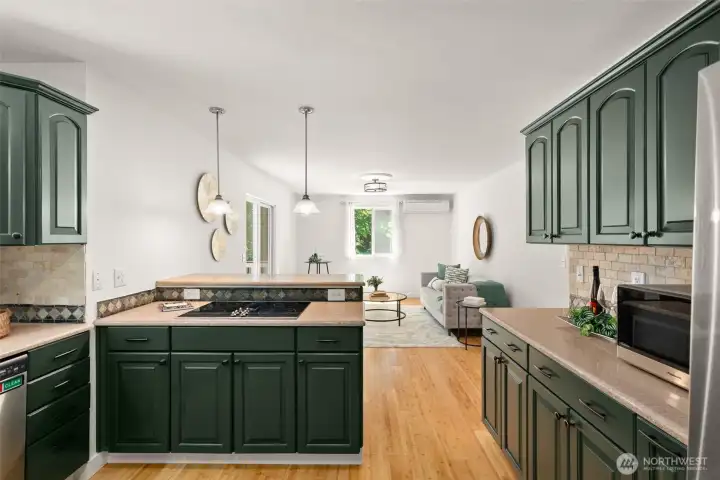 Open kitchen connected to the family room
