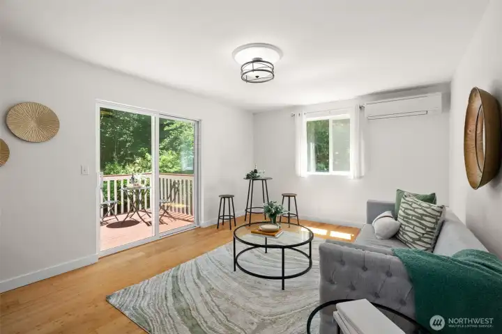 Step out to the deck and access to the backyard