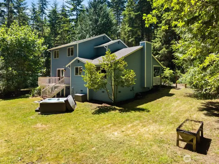 Private backyard backing to green space