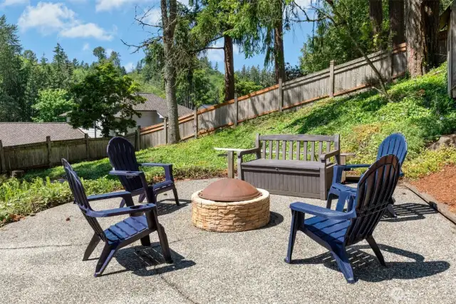 Spacious terrace with a cozy fire pit