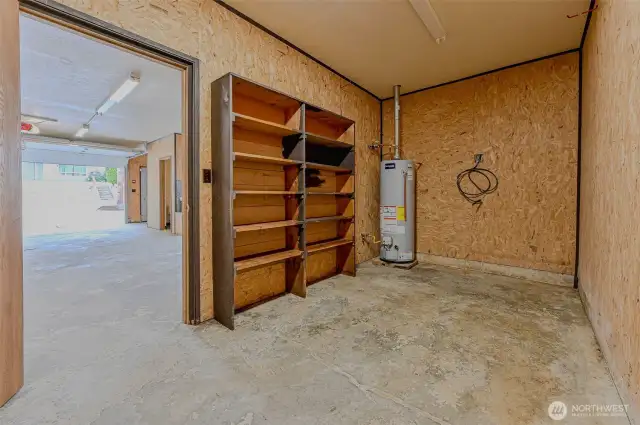 shop hot water heater, storage space