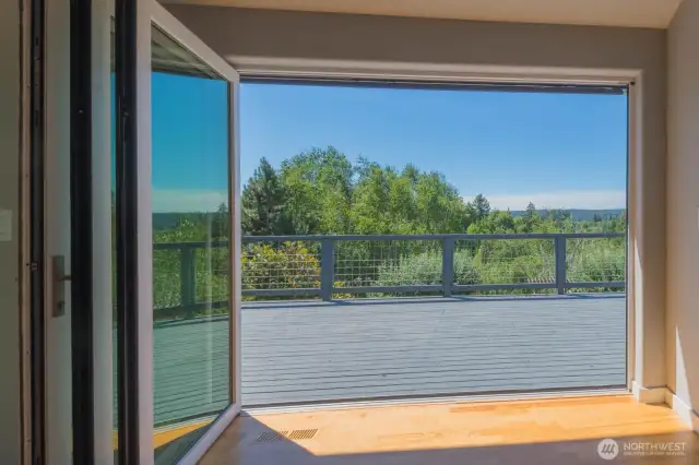Doors to deck fold down like an accordian