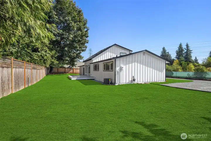 Backyard grass is seeded and will grow in