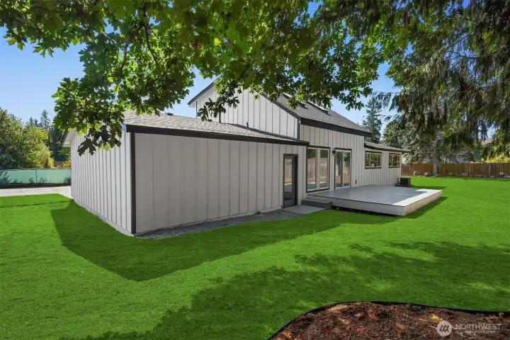 Backyard grass is seeded and will grow in