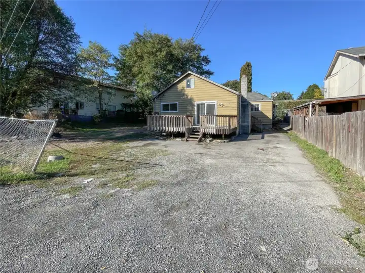 View from the alley - possible space for an ADU? Buyer to verify feasibility.