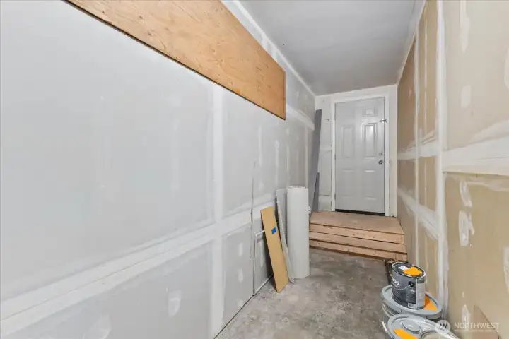 Storage leads to the back yard.