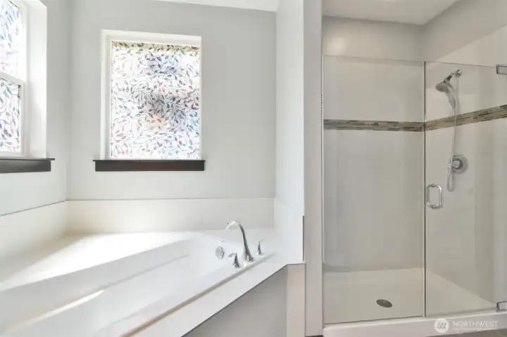 Corner Soaking Tub & Separate Shower