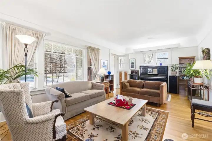 Original hardwood floors in the living room
