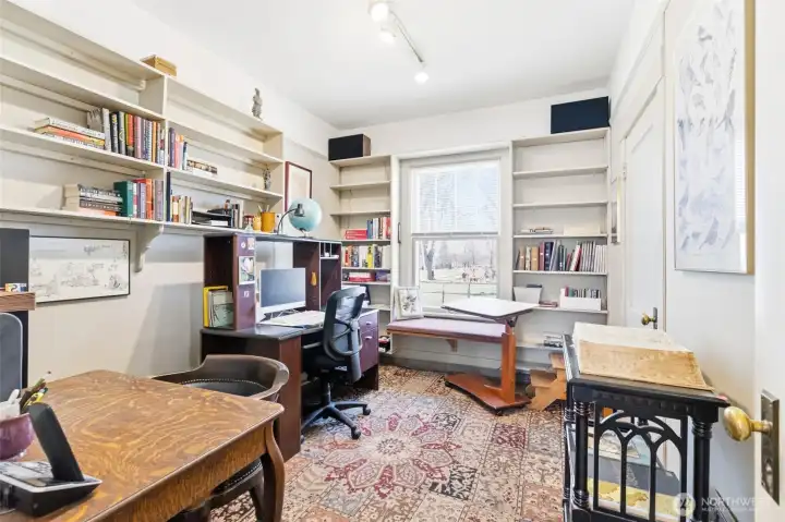 Main level bedroom connects to a bathroom