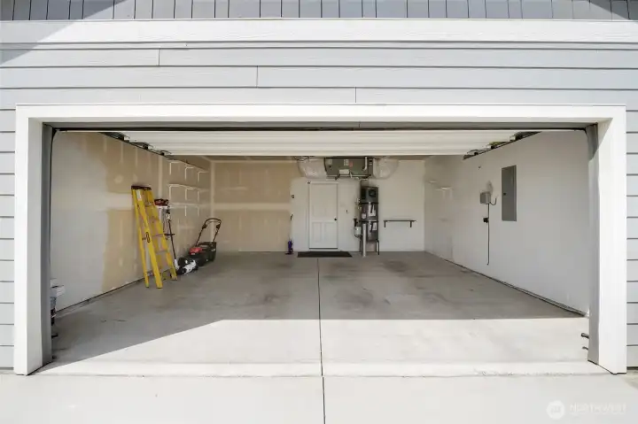 Garage access with parking area and interior storage capability