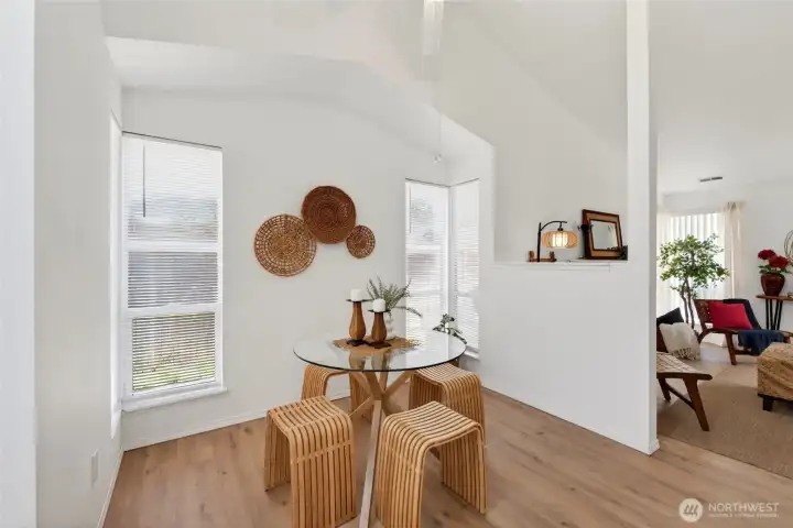 The dining area could accommodate an 8-person dining set