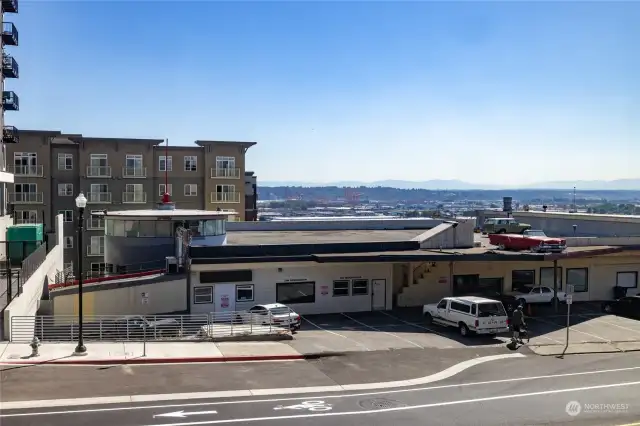 View from living room stretches to the Cascade Mountain range.