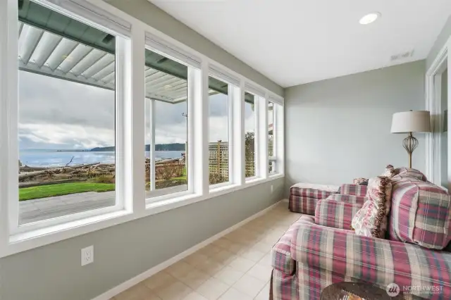 The sunroom is the perfect place for chilly mornings.  Watch the sunrise over the mountains, what a way to start the day!