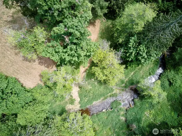 Aerial view of creek