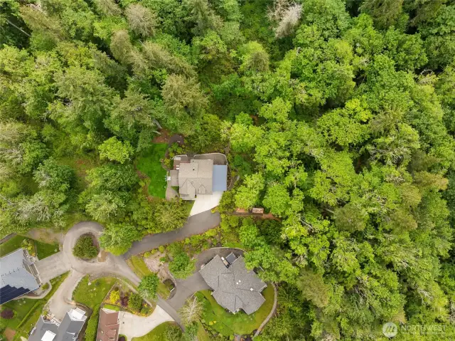 Aerial view of home and adjacent buildable lot—available together under MLS 2382673.