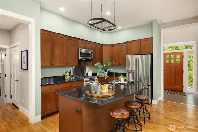 A propane stove offers responsive cooking and a chef’s touch.