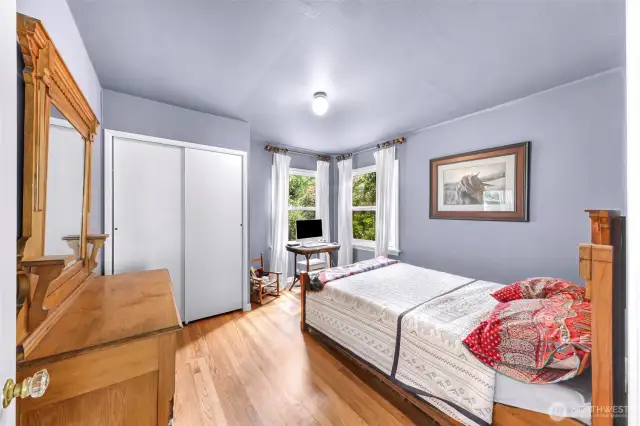Oak flooring in this bedroom