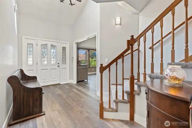 Front entry and inviting foyer that flows into the main living spaces