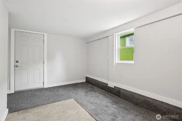 View from the laundry area. The door goes to the garage.