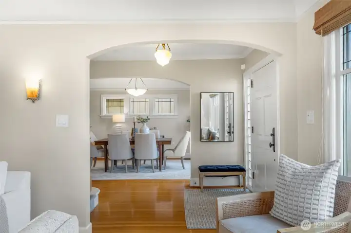 From the Living room, looking across the entry hall to the formal dining room.