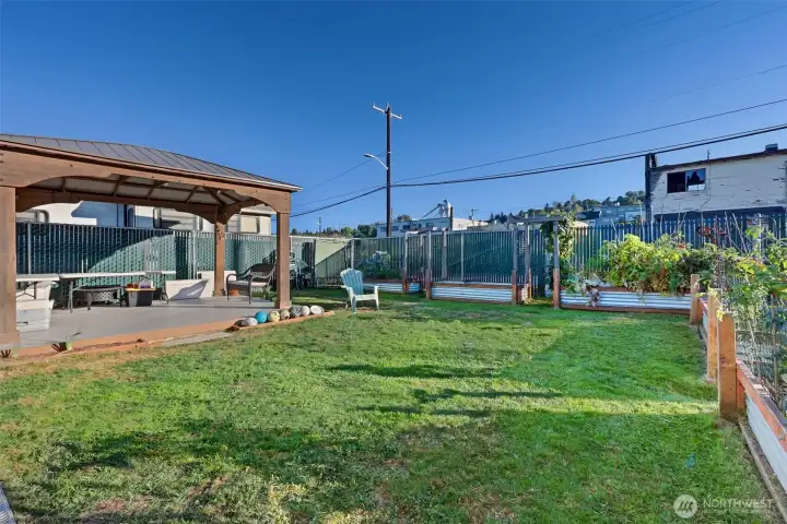 Next to the gazebo and garden area is the enclosed pet area.