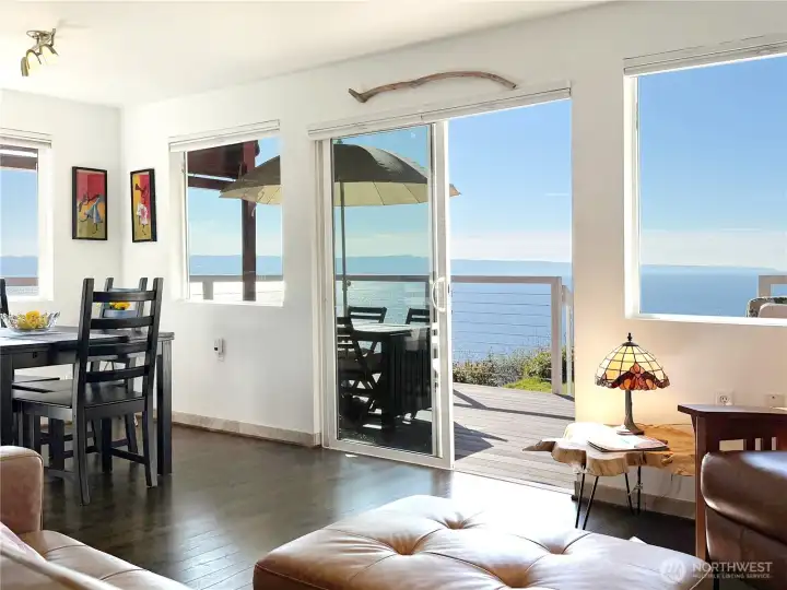 Views from kitchen, living room, dining room, bedroom