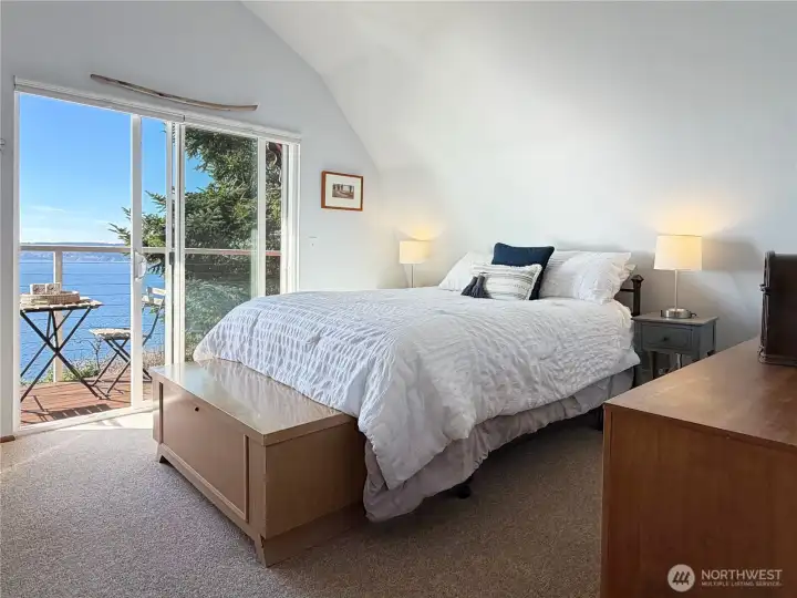 Enjoy the roomy master bedroom with views and private deck